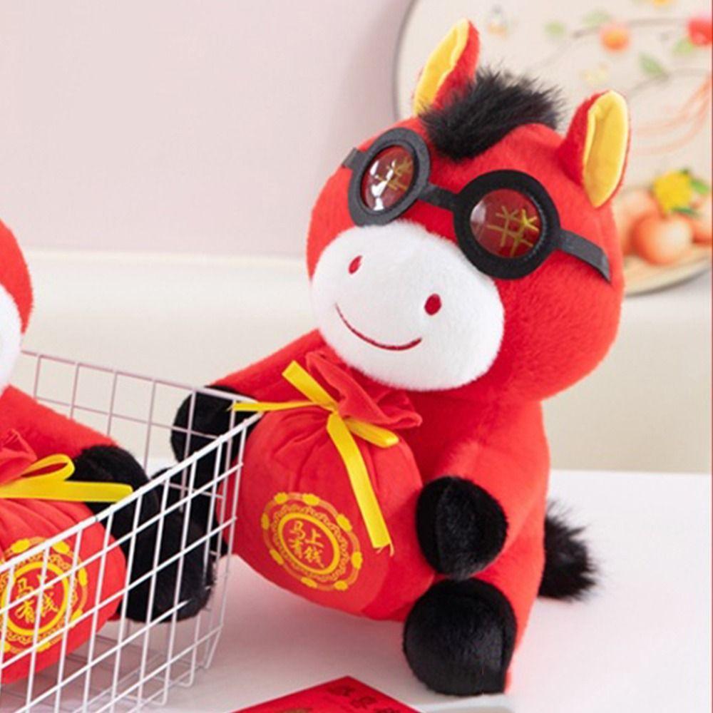 Creative Zodiac Pony Figurine Mascot Dolls Cute Horse Stuffed Animal Chinese New Year