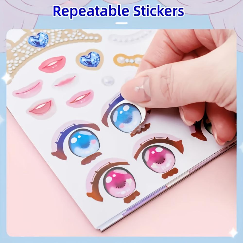 DO-IT-YOURSELF Face Sticker Book with Style Doll Design - Dress-Up Game Kit Includes Reusable Stickers Ideal for