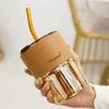 Ins Style Coffee Cup Glass Mug Cups with Lids and Straws Leak-proof Kawaii Cup Beautiful Tea Mugs Leather Cup SleeveTableware