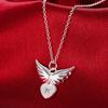 925 Sterling Silver 18 Inches Zircon Elegant Heart Wings Pendant Necklace For Women Fashion Jewelry Christmas Gifts