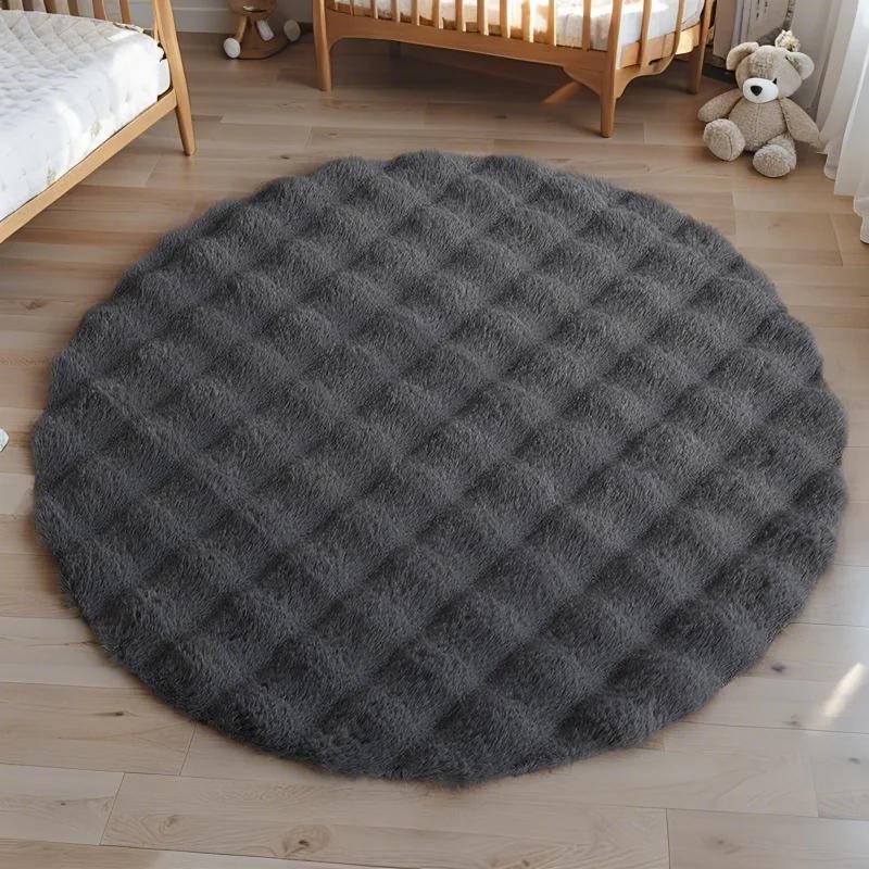 Bubble Imitation Rabbit Fur Carpet Round for Living Room Soft Plush Fluffy Rugs Kids Room Home Decor Dressing Table Foot Mats