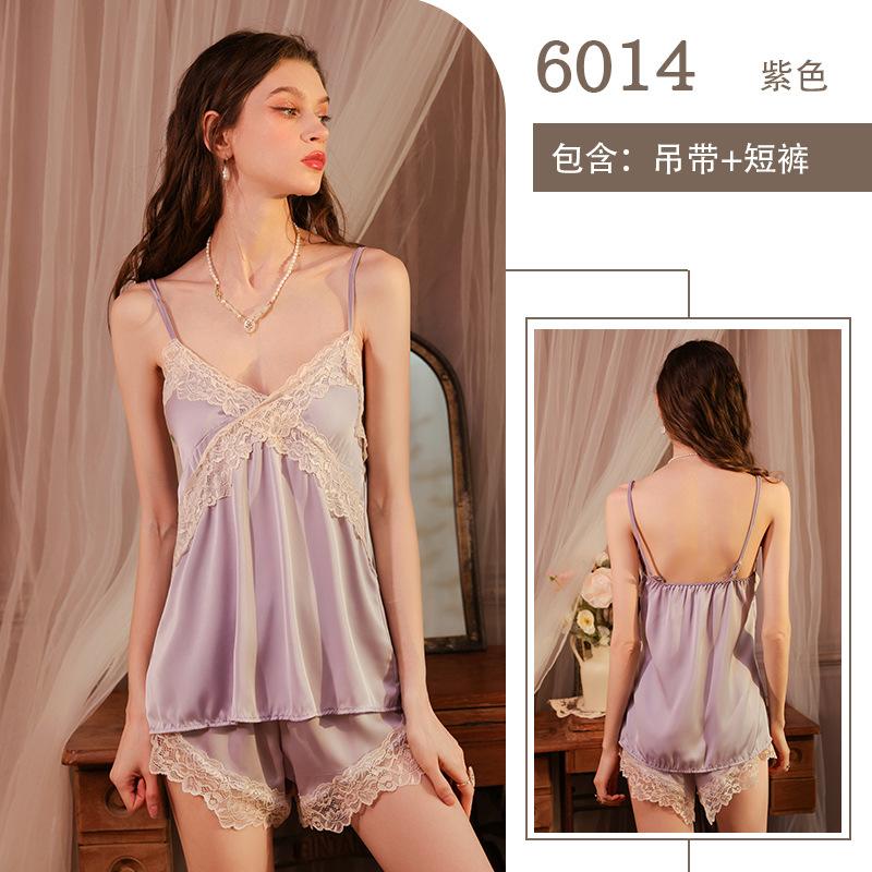 

Сексуальная женская летняя одежда из легкого роскошного ледяного шелка с нагрудными подушечками, комплект на бретелях в стиле чистой страсти average size [wearable weight: within 65kg]