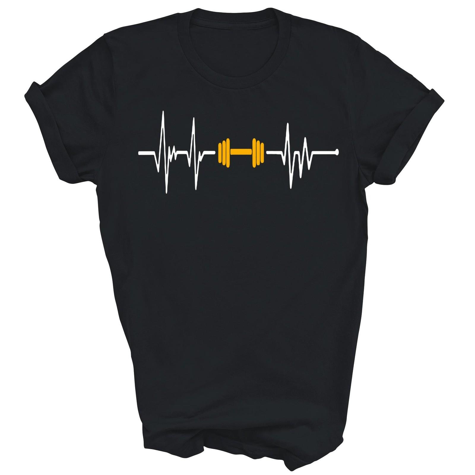 Barbell Weightlifting Heartbeat Gym Workout Unisex Shirt Gift S
