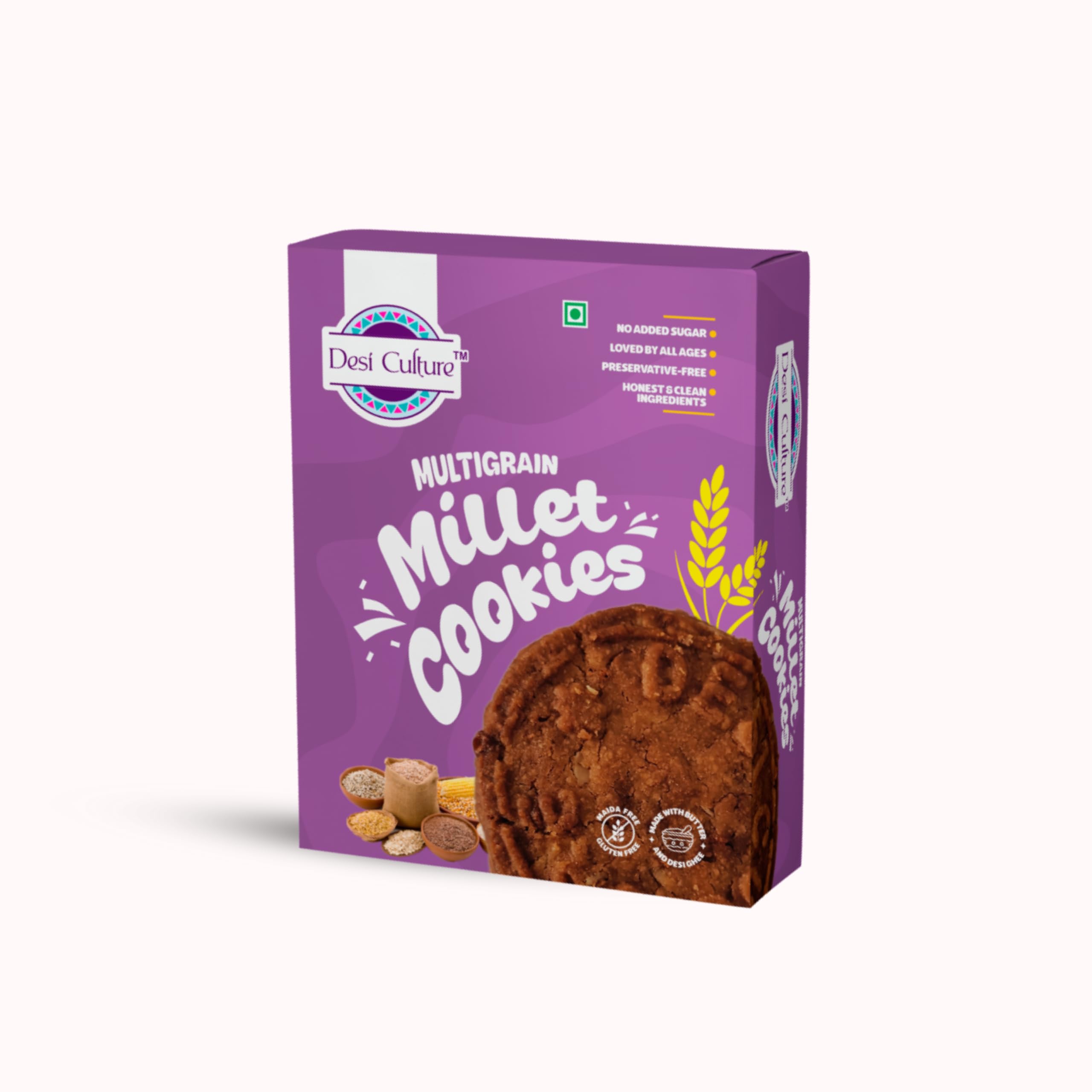 

Desi Culture Millet Biscuits 200g | Ragi, Jowar & Oats Cookies | No Maida | High Fibre Multigrain Biscuits | Healthy Tea Time Snack | Eggle