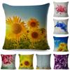 Colorful Floral Cushion Cover Assorted Daisy Peony Flower Pattern Soft Fabric Study Room Office Home Decor Pillow Case