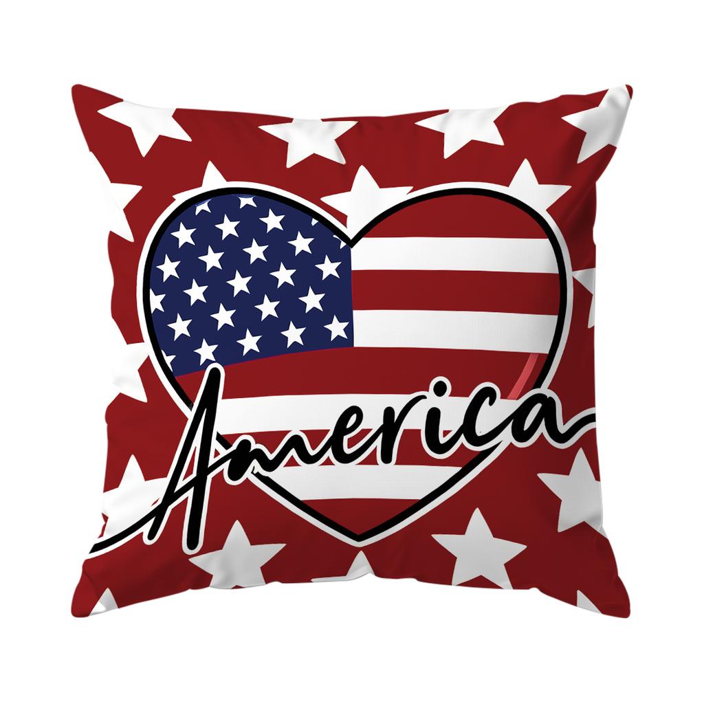 1/4pcs Free American Independence Day Cushions Pillowcase Polyester Cushion Cover Throw Pillow Pillowcover Home Car Sofa Decor