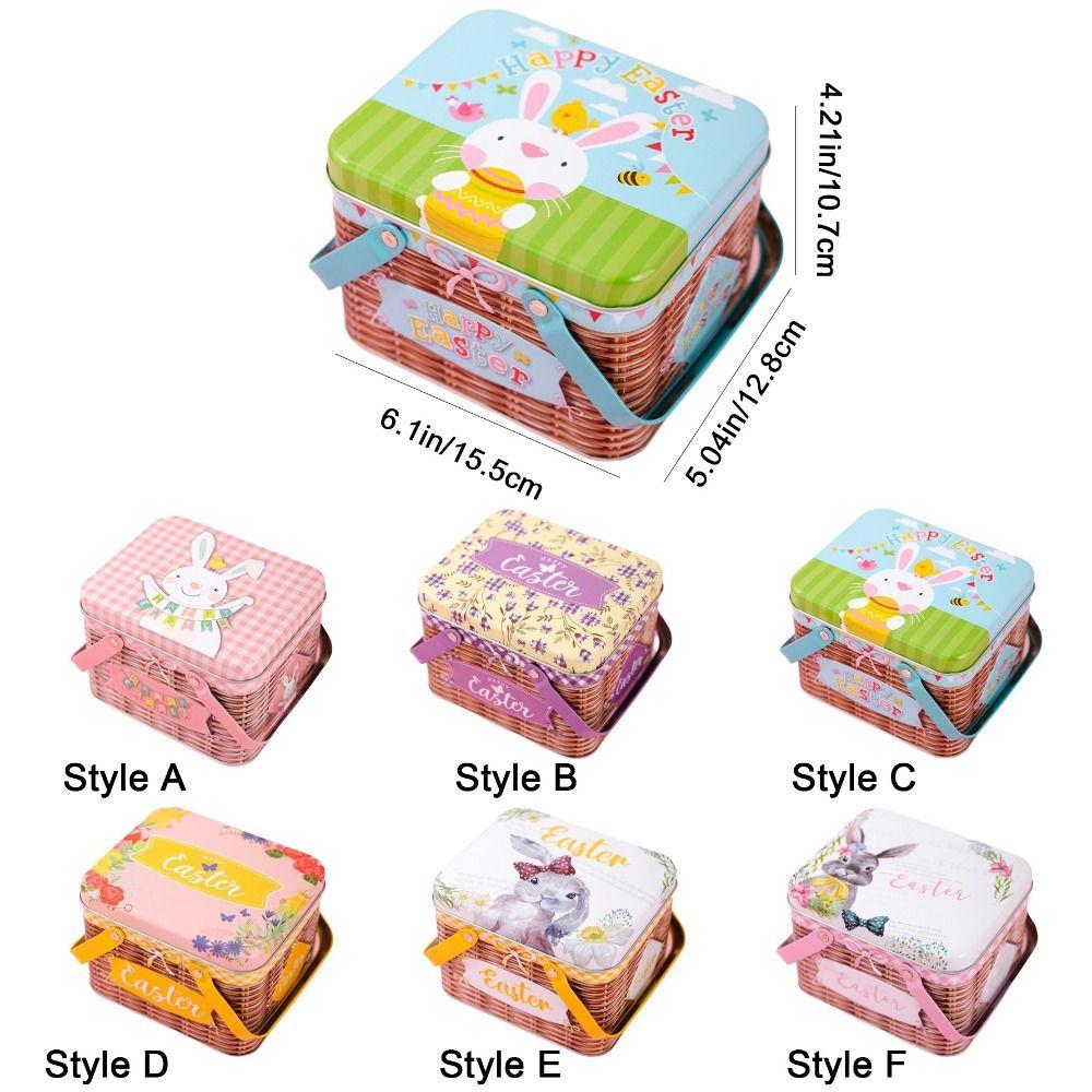 Sealing Easter Gift Boxes Cartoon Bunny Pattern Easter Boxes Easter Metal Tin Box  Boys and Girls