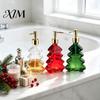Christmas Tree Soap Dispenser 300ml Dispenser, Glass Hand Dish with Pump, Table Centerpiece Xmas Decorative Empty Bottle for Soap, Kitchen,