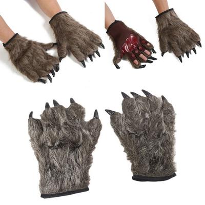 Wolf Claw Werewolf Hand Costume Gloves Wool Material Wolf Claw Hands Animal Gloves  Halloween