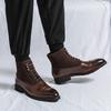Men's Retro Lace-up High-top Leather Boots - Plus Size Spring/Autumn Fashion Casual Shoes