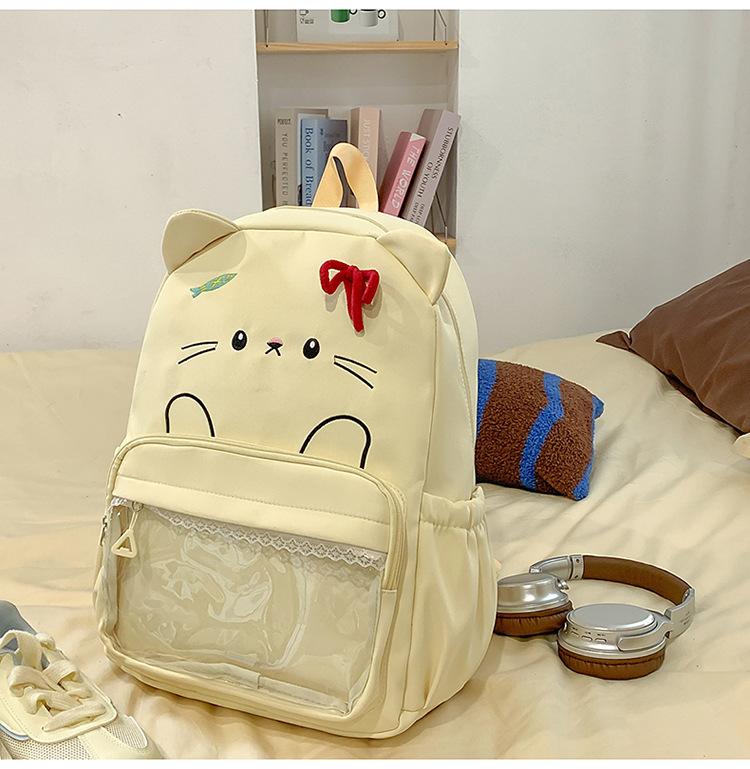 Schoolbag Japanese ins new high-value fresh and sweet candy color cute kitten backpack girl light backpack