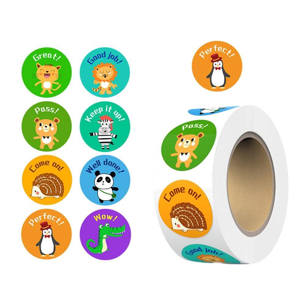 500Pcs/Roll Animal Praise Stickers Little Red Flower Inspirational Stickers Reward Stickers