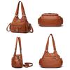 Washed Leather Women's Bag Handbag Retro Fashion Rivet Soft Leather Tote Bag Multi-pocket Large-capacity Messenger Bag