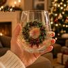 Accessori Cucina Tema Natale Vetro Artistico Tazza con Cucchiaino, Classico Babbo Natale Renna Pupazzo di Neve Bicchieri per Feste Design Tumbler, Bicchieri