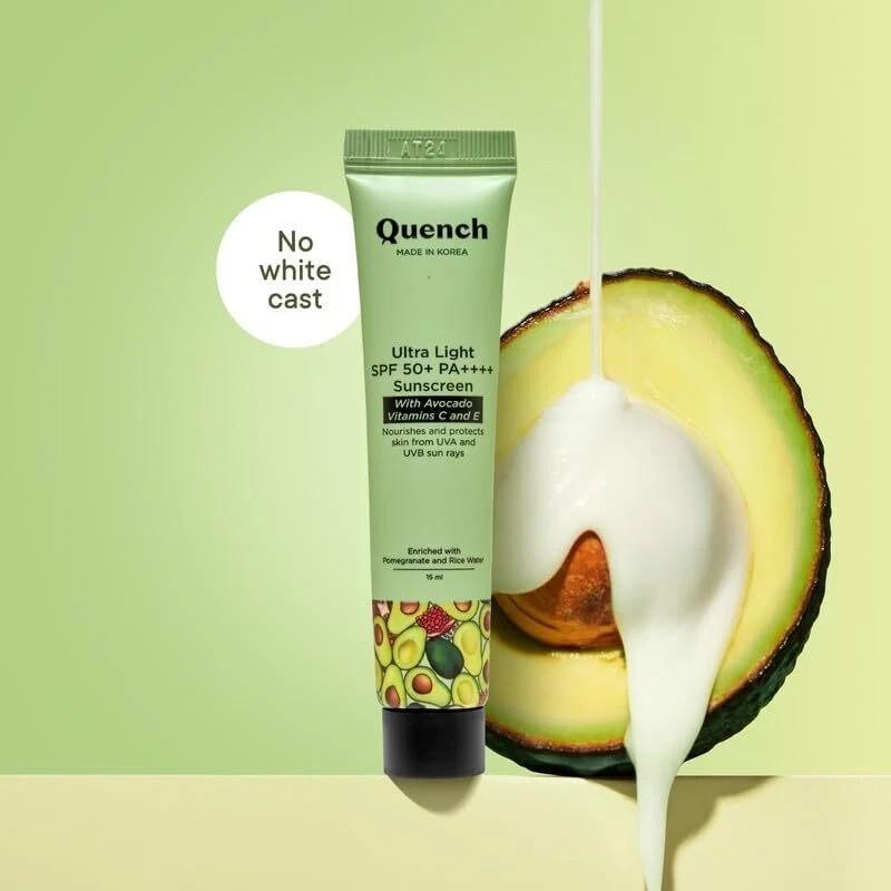 Quench Vitamin E Ultra Light Sunscreen SPF 50 For All Skin Types 15ml