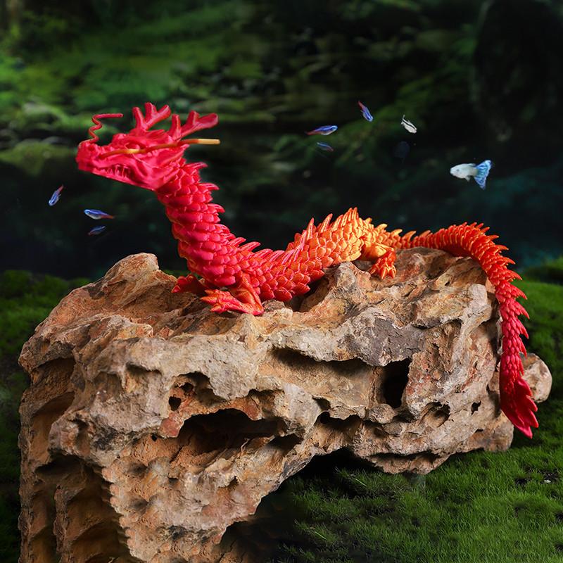 3D Printing Dragon Model Crafts Color Changing Joint Movements Car Home Decoration Aquarium Ornament Halloween Christmas Gifts