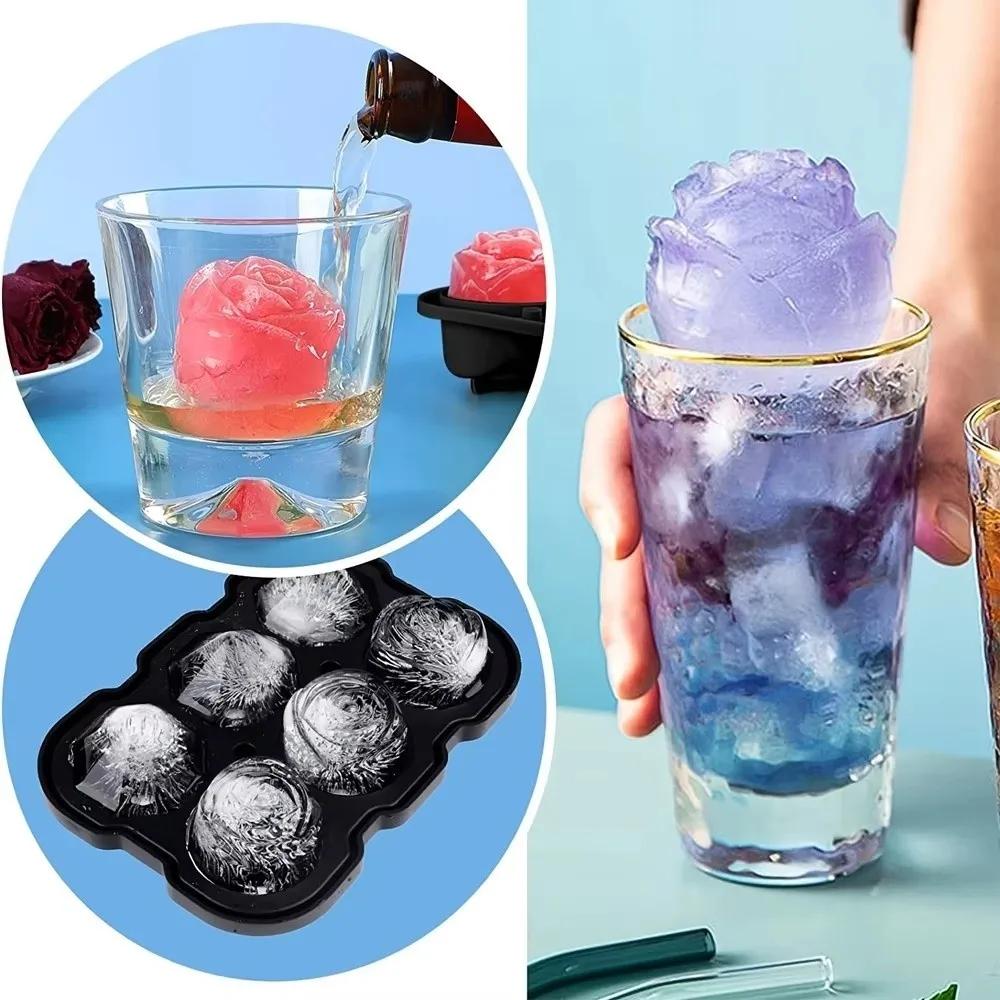 Premium Reusable Ice Cube Trays Easy To Clean Durable Silicone Ice Cube Molds Silicone Rubber Rose Shape Ice Molds Party
