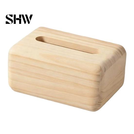Small Storage Box for Cotton Pads Solid Wood Tissue Box, Rectangular Wooden Dispenser, Flip Top Holder Lid Napkin Case Living Room Bedroom And