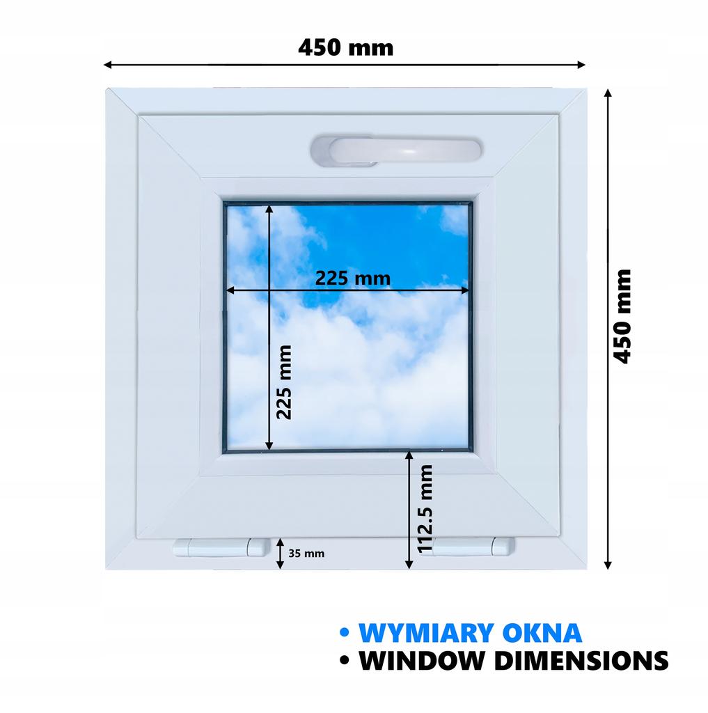 PVC Window White 45x45 Tilting 450x450 Top-hung Double-glazed New