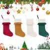 Family Christmas Stocking Set Large Ruffled Cuff Stockings, Thick Xmas Gift Sack with Hanging Elegant Tree Decor Rope, Fireplace Candy Present