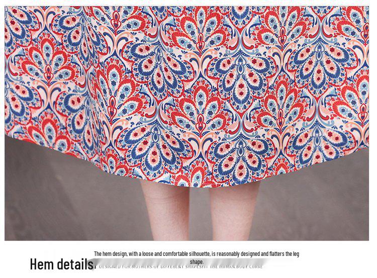 Summer 2026 Plus Size Cotton Silk Long Dress for Middle-Aged Women