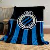 Vertical Blue and Black Stripes with a Circular Badge Featuring a Crown. for All Seasons Blanket Lunch Break Throw Gift