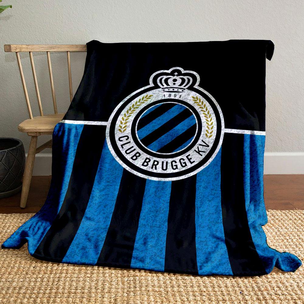 Vertical Blue and Black Stripes with a Circular Badge Featuring a Crown. for All Seasons Blanket Lunch Break Throw Gift