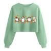 Women's Fashion Halloween Printed Navel-Exposed Long Sleeve Pullover Sweatshirt