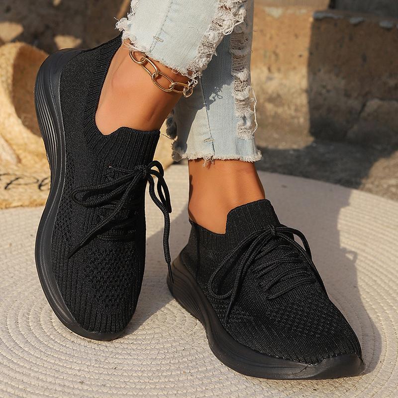 2026 New Women's Breathable Knitted Sneakers Lightweight Slip On Casual Sports Shoes Woman Comfort Non Slip White Running Shoes