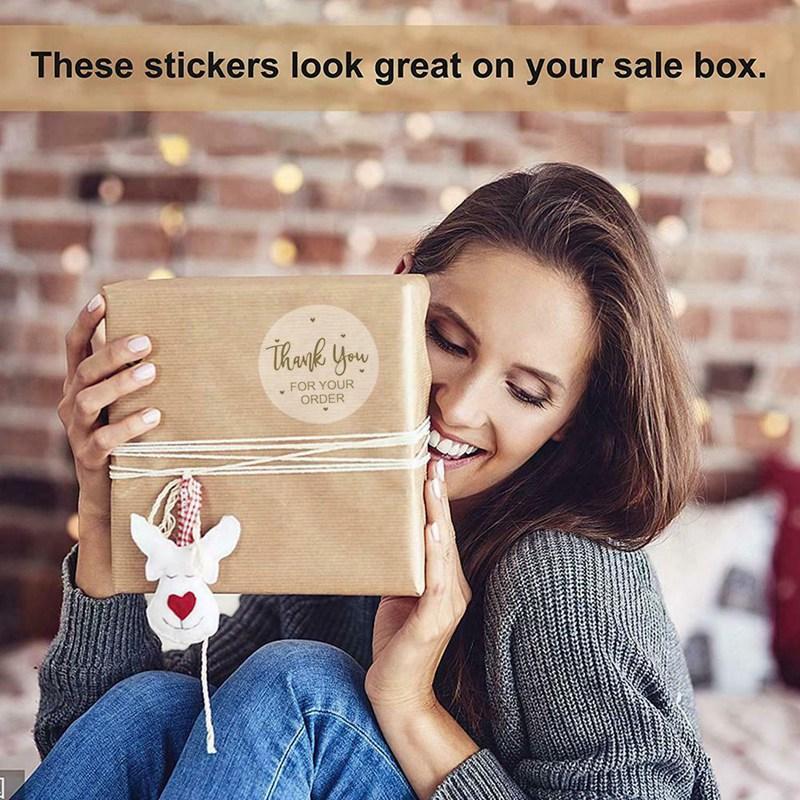 50-500pcs 1inch Clear Gold Foil Thank You Stickers for Envelope Sealing Label Stickers Pretty Things Inside for Gifts Package
