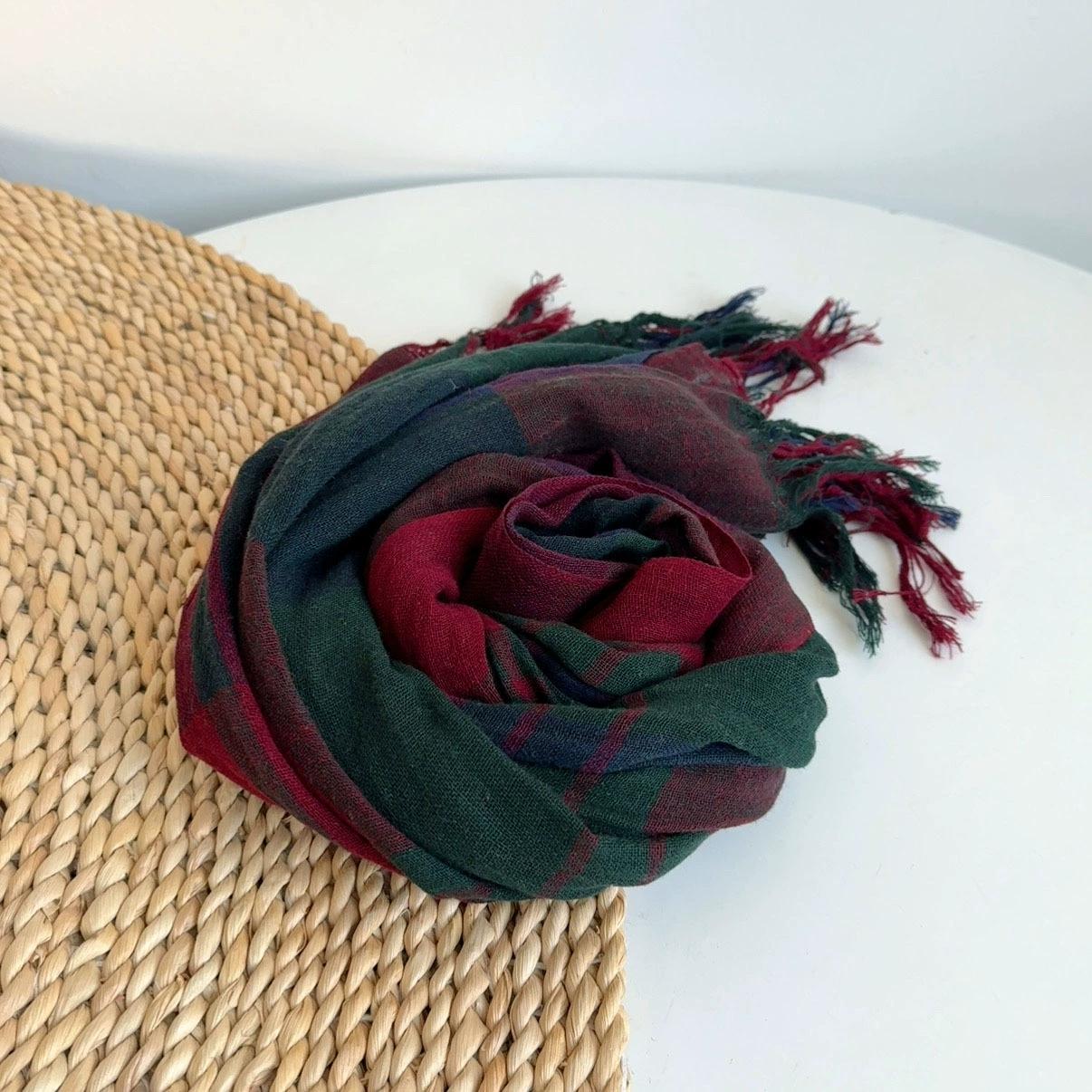 

Vintage Women Cotton And Linen Scarf Long Soft Warm Autumn Winter Korean Style Personalized Soft Scarves 65*220Cm 220x65cm