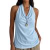 Women’s Neck Sleeveless Drape Front Top Relaxed Fit Lightweight Pullover Blouse for Casual or Daily Wear