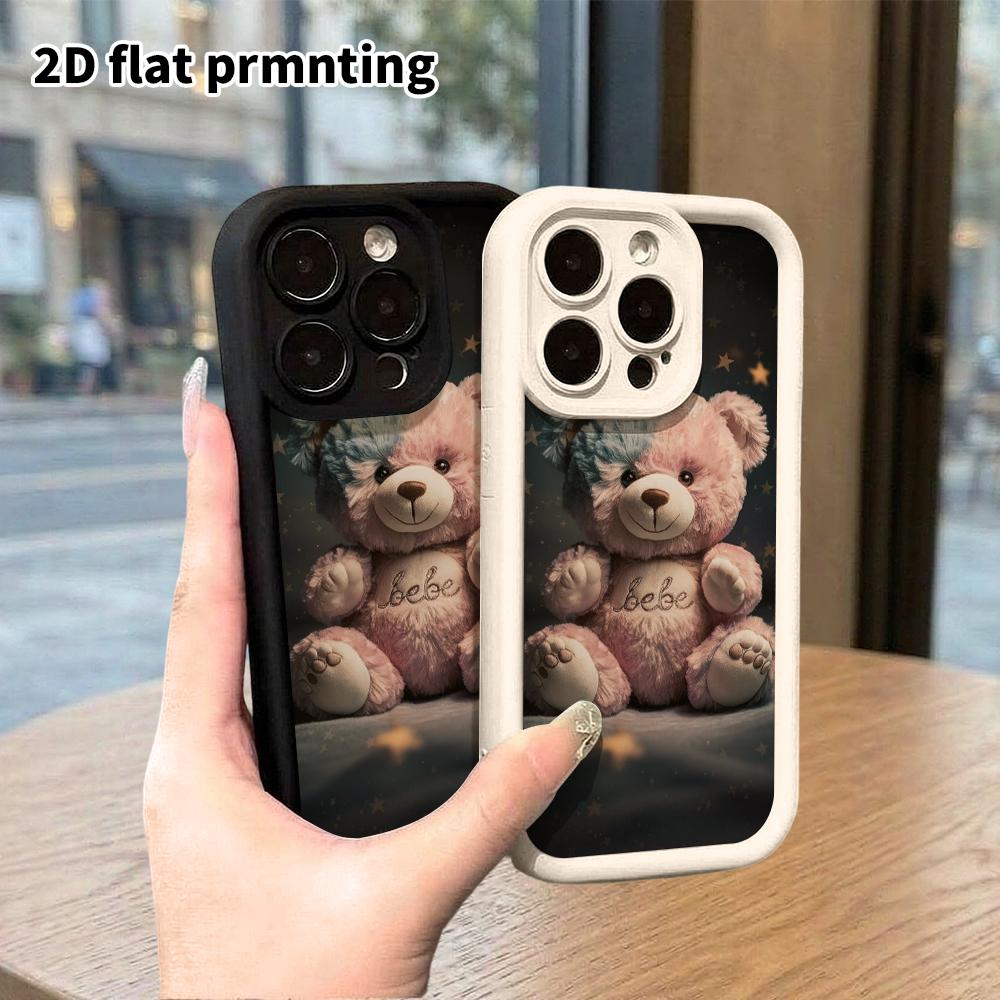 Phone Case: 2D Flat, Fits iPhone 18, 17, 16, 15, 14, 13, 12Pro Protective Case, Plush Little Bear, Perfect Christmas and Halloween Holiday Gift