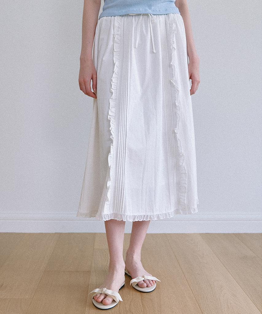 Laminez Frill Lace Long Skirt - Ivory