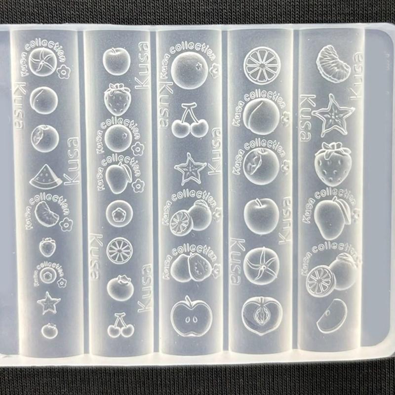 Reusable Silicone Nails Art Mold For Fruit Carving DIY Nails Decoration Accessories Nail Stencils for Women