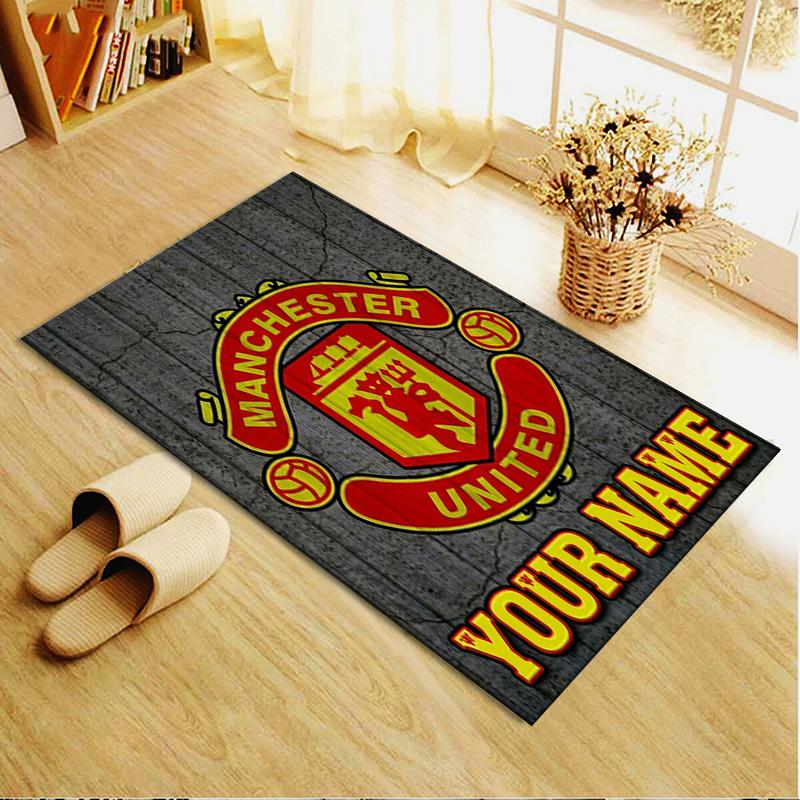 Custom Name Manchester United FC Carpet Rug for Living Room Bedroom Home Sofa Decoration,Kids play Non-slip Floor Mat