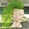 Face Planter Pot with Drainage Hole Resin Kissing Women Head Figurine Flowerpot Indoor Outdoor Plants Container Home Balcony Garden Decoration