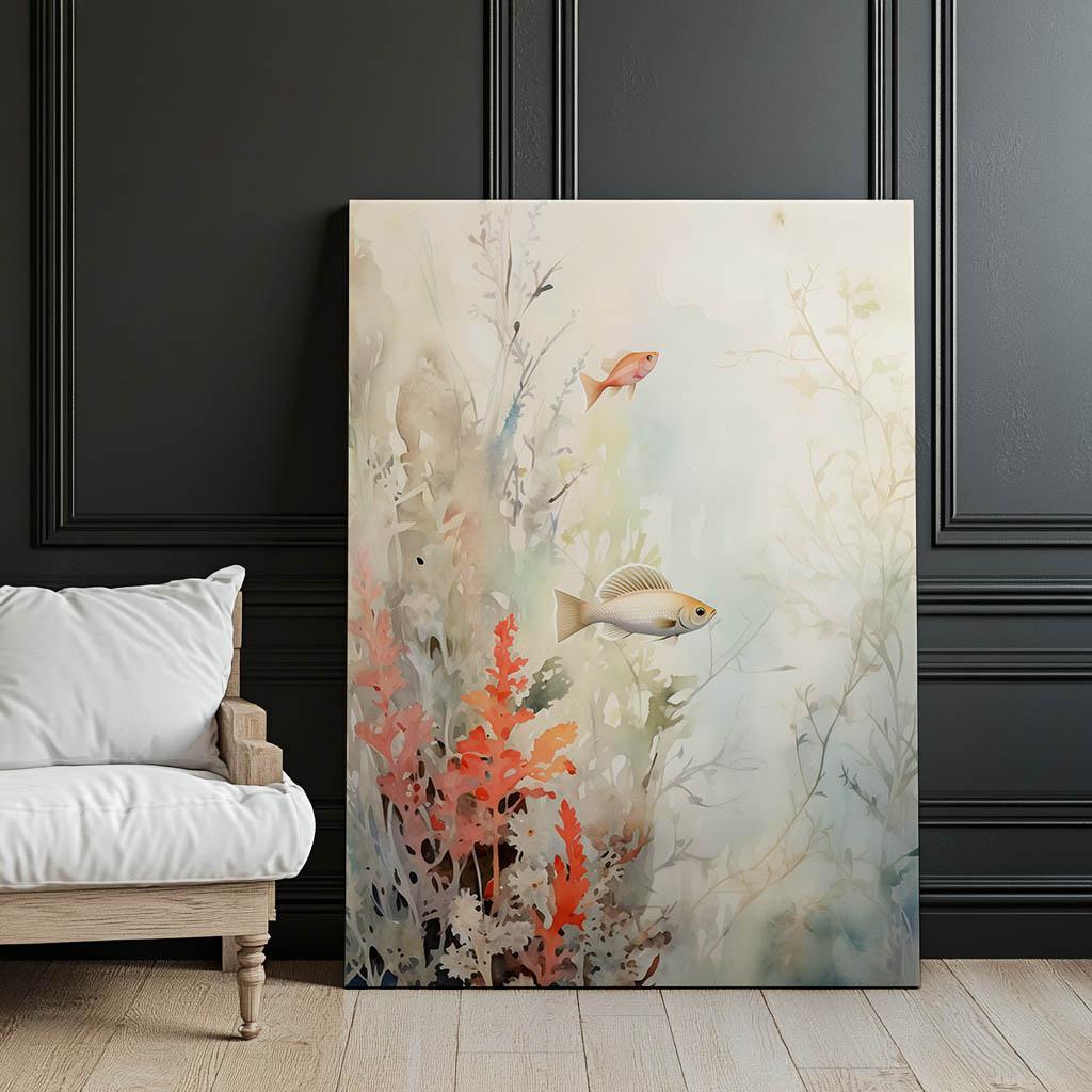 Soft Colors of Undersea Paradise Soft Colors of Undersea Paradise, 50X70 Cm, Dark Brown Wooden Frame, 230 Gsm Matte Paper