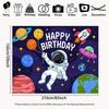 2D Astronaut Space Happy Birthday Backdrop Kids Birthday Party Photography Background Banner