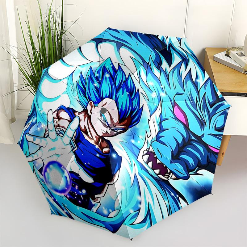 

1pc Dragon Ball Z Vegeta Blue God Saiyan Outdoor Umbrella - Automatic Opening/Closing, Portable 3-Fold Design, 8-Rib Iron Frame, Perfect Gift for Fans
