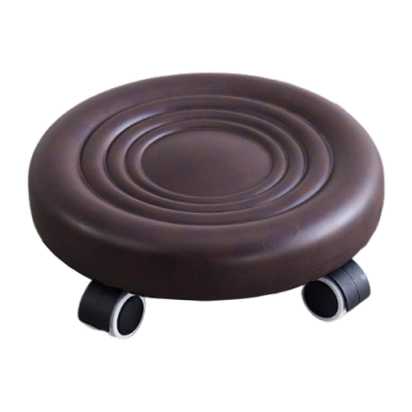 

Низкий передвижной табурет на колесиках с поворотными колесами, мобильное низкое сиденье на роликах для гостиной, гаража, мастерской, салона, педикюра, маникюра, спальни коричневый