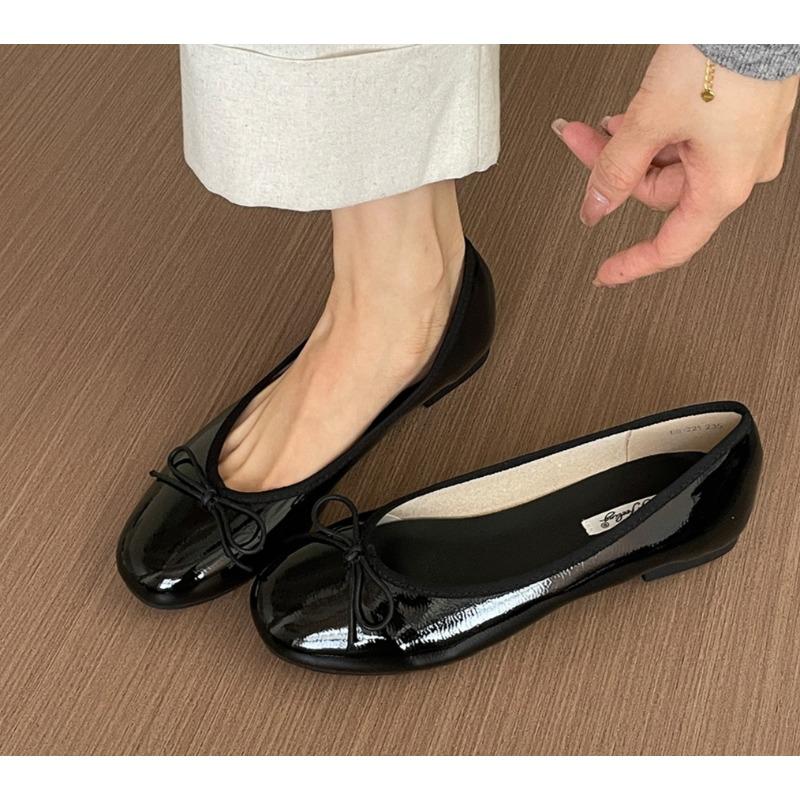 Fashion Designer Red Elegant Bowknot Round Toe Women's Flat Shoes Comfort Slip-On Ladies Ballerina Single Mules Shoes Zapatos Mujer