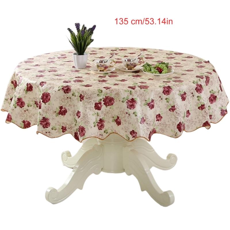 Florals Pattern Tablecloth Oilproof Waterproofs Easy Cleaning Round Table Cover for Home Restaurant Decors Table Cloth