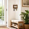 Houten Muur Sleutelhaak Rek met Plank voor Hoek, Huisvormige Entree voor Jassen en Sleutels, Slaapkamer Hal Opbergruimte