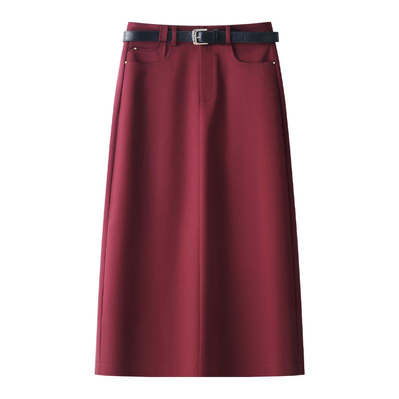 

Абрикосовая юбка миди бодикон женская 2025: Высокая талия, разрез средней длины для весны/осени 2XL