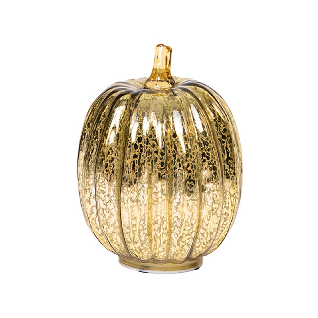 LED Glass Pumpkin Decoration with Warm Light for Fall Halloween Home Decor