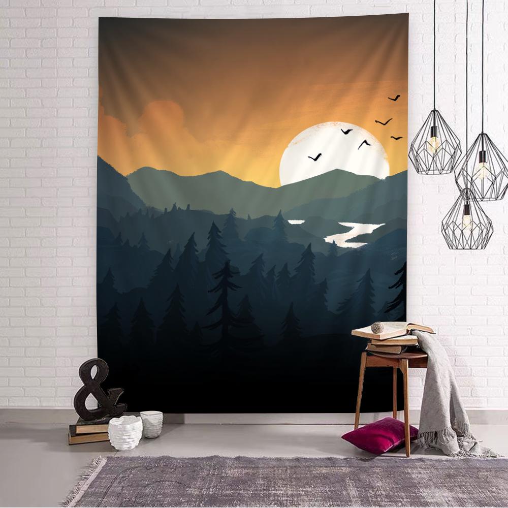 Firewatch Forest Printed Large Wall Tapestry Cheap Hippie Wall Hanging Bohemian Wall Tapestries Mandala INS Home Decor
