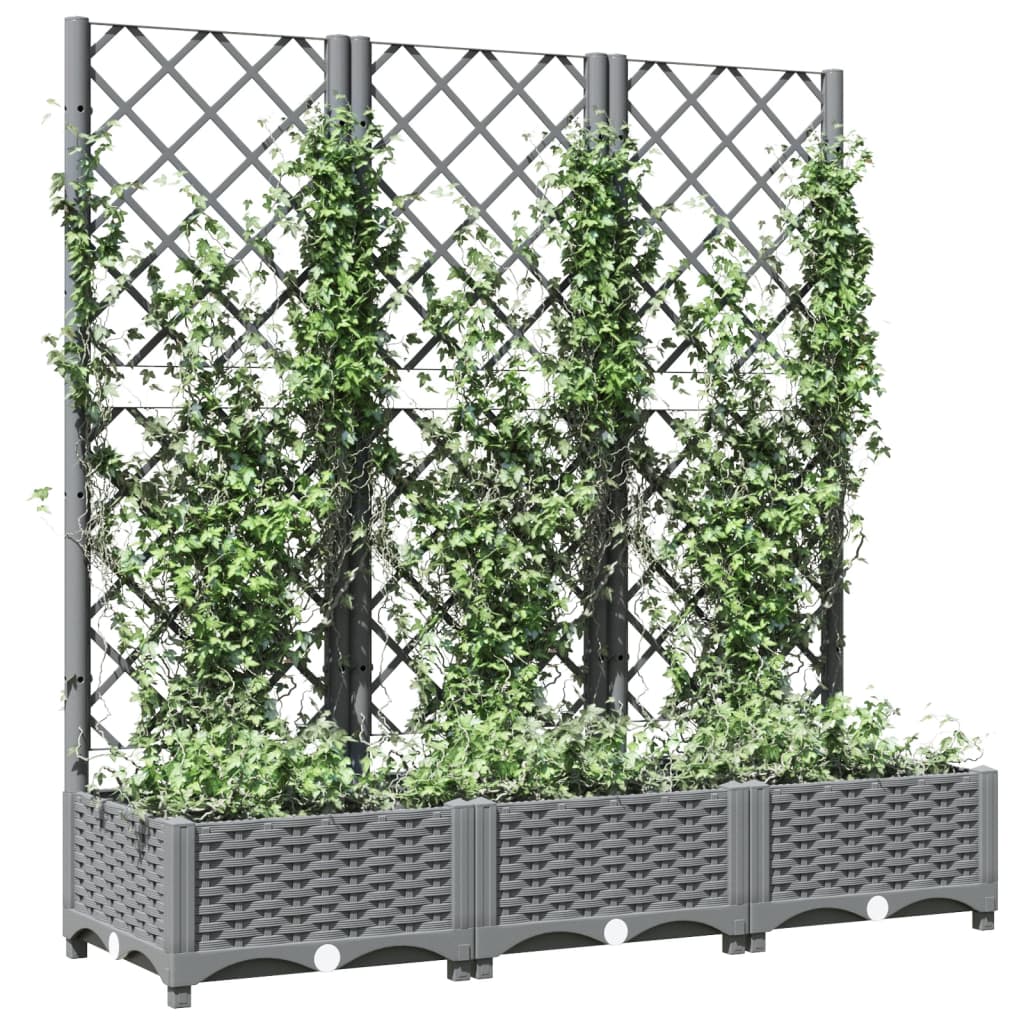 Vidaxl Garden Planter With Trellis, Light Grey, 120X40X121.5 Cm, Pp