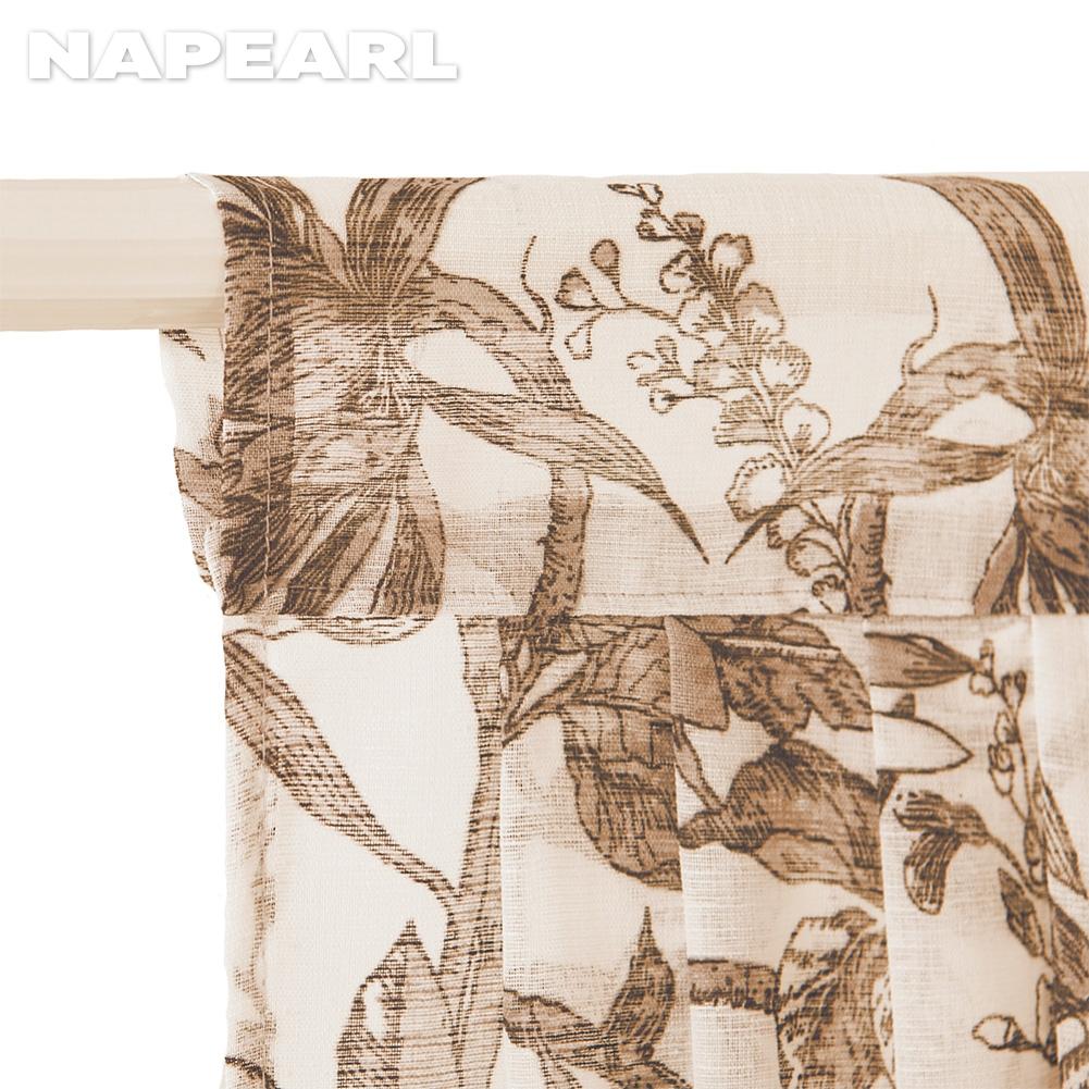 1PC NAPEARL Retro High-end Bead Lace Edging Printed Sheer Curtain Head for Kitchen Bedroom Living Room Window Decoration