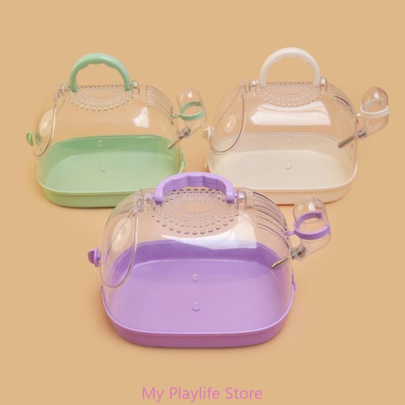 Small Pet Box for Hamster Carry Cage Small Animals Travel Box with Water Bottle Guinea Pigs Pet Transport Carry Case